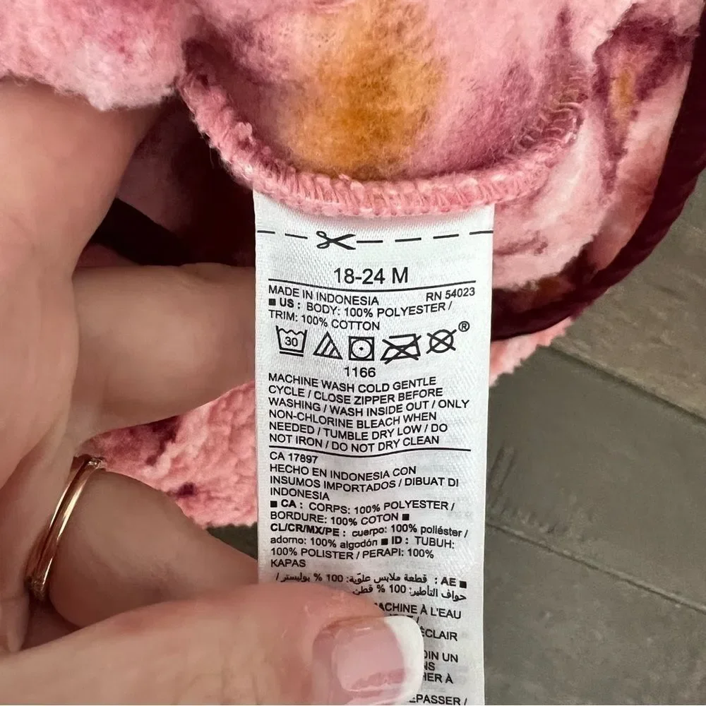 OLD Navy Toddler Girl Petal Pusher Patterned Sherpa Bear Zip Hoodie 18-24M